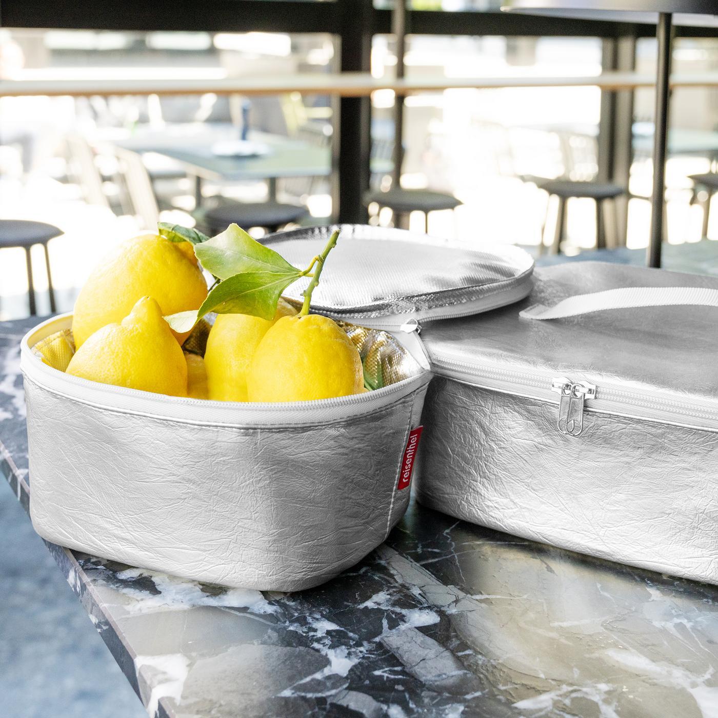 coolerbag M pocket silver crackle coolerbag M pocket Reisenthel