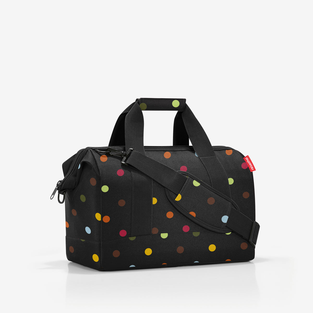 Bolsa De Viaje Allrounder M Negra Con Puntos - Marca Reisenthel, Modelo MS7009, Poliéster Resistente